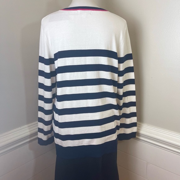 Kim Rogers Sequin Bow Embellished Striped Sweater L FREE SHIP - Picture 3 of 5